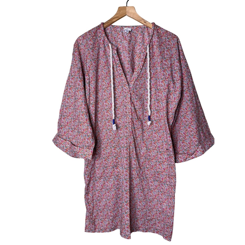J.Crew Liberty Fabric Floral Beach Tunic Cover Up Caftan Dress L Cotton